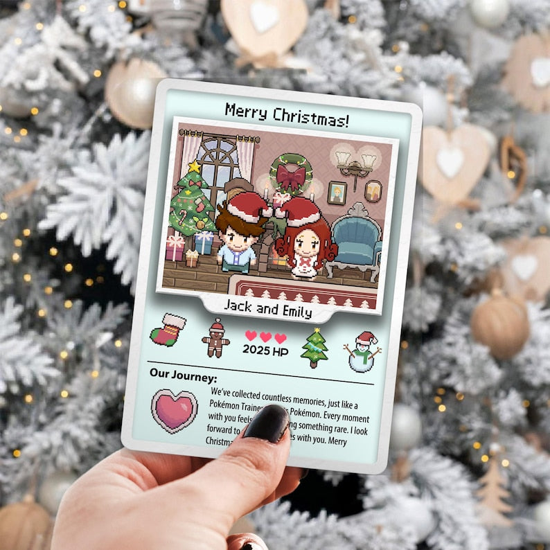 PKM Anniversary Card, Christmas Pok mon Card, Custom Anniversary Cards, First Christmas Gifts, Gift for Her, Gift for Him