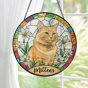 Custom Cat Memorial Suncatcher, Pet Memorial Gifts, Pet Portrait Stained Glass , Loss of Pet Sympathy Gift, Cat Suncatcher, Pet Photo Gift