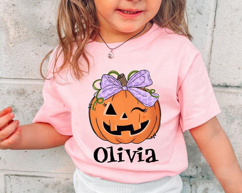 Personalized Kids Halloween Name Shirt, Toddler Boy Girl Halloween Shirt, Custom Name Pumpkin Shirt, Kids Fall Tee, Shirt for Boys and Girls