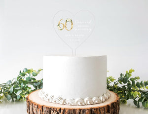Diamond Wedding Personalised Heart Shaped Cake Topper | Diamond Wedding Cake Topper | Diamond Wedding Anniversary|Diamond Wedding Decoration