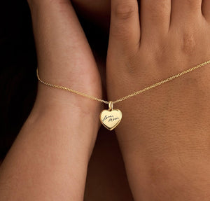 Dainty Actul Handwriting Heart Charm Necklace, Memorial Necklace, Keepsake Necklace, Custom Signature Jewellery, Christmas Gift for Her