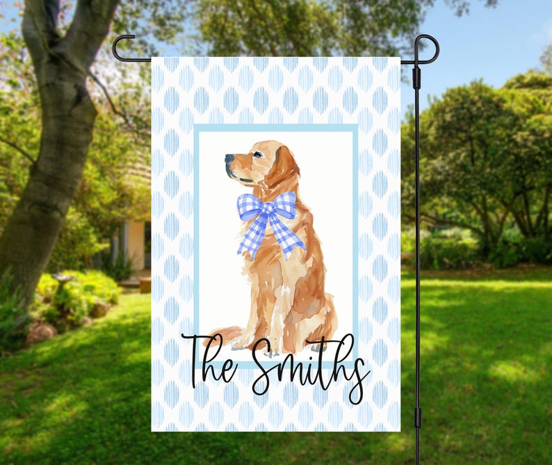 Custom Golden Retriever Decoration Yard Welcome Home Sign Pet Display Garden Flag Family Gift Dog Lover Home Decor Outdoor Accent