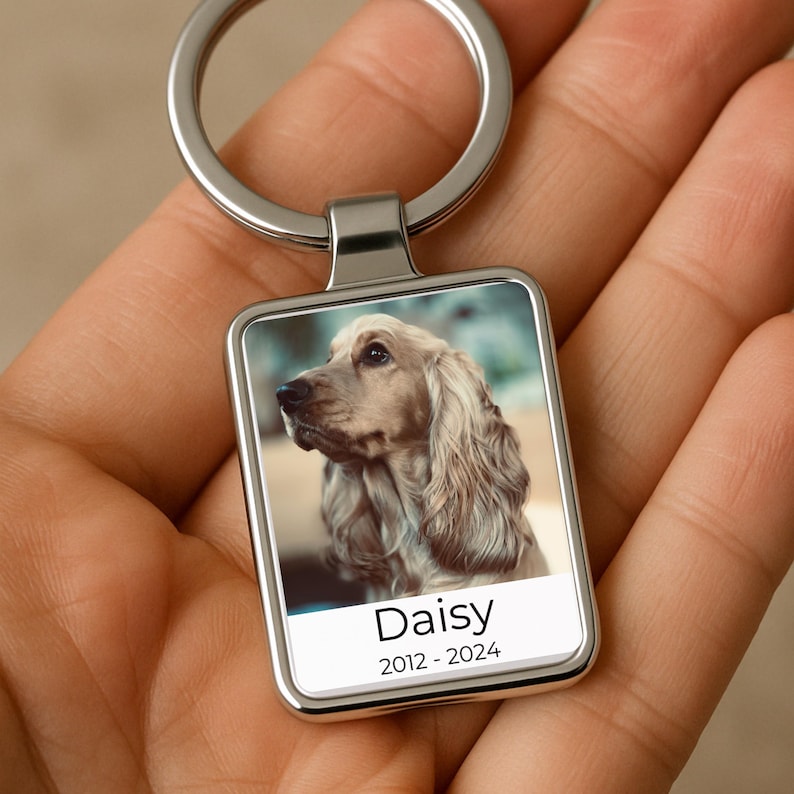 Dog Photo Keychain, Personalized Pet Portrait Memorial Gift, Pet Loss Keepsake, Dog Memorial Keepsake, Pet Loss Gift, Dog loss