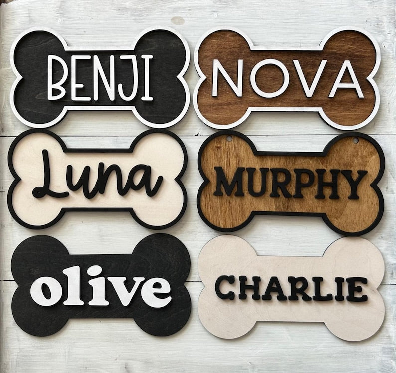 DOG NAME SIGN, Dog Crate Sign, Puppy Gift, Dog Name Tag, Personalized Dog Bone Name Sign, Dog Room Sign, Dog Kennel Sign, Dog Gift
