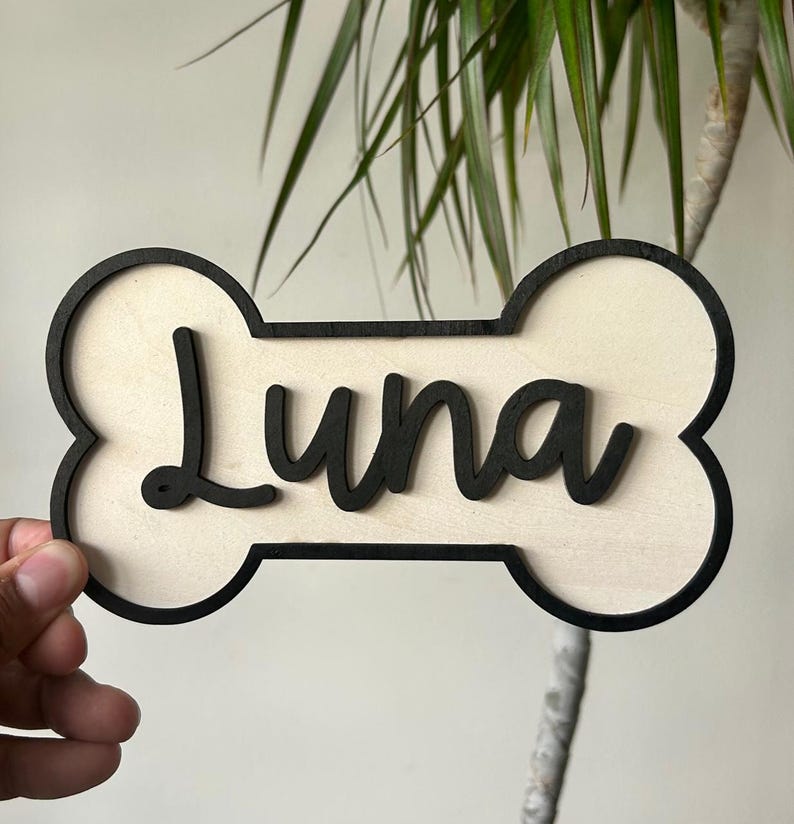 DOG NAME SIGN, Dog Crate Sign, Puppy Gift, Dog Name Tag, Personalized Dog Bone Name Sign, Dog Room Sign, Dog Kennel Sign, Dog Gift