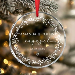 Personalized Engaged Ornament, Engagement Ornament with Names & Date, Engaged Gift, Newlywed Gift For Couple,Wedding Keepsake Ornament