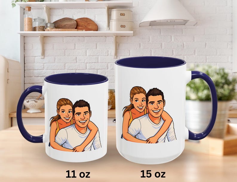 Custom Photo to Cartoon Coffee Mug, Personalized Photo Gift, Unique Gift Idea, Custom Cartoon Portrait Mug, Photo Morphed Cartoon