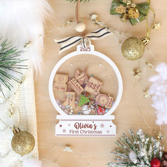 Personalized Baby's First Christmas Ornament 2025: 4D Shake Acrylic Keepsake