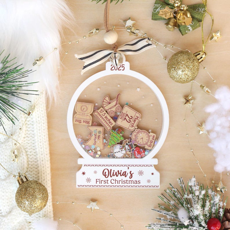 Personalized Baby's First Christmas Ornament 2025: 4D Shake Acrylic Keepsake