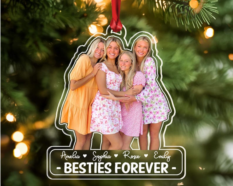 Best Friend Christmas Ornament 2025, Custom Friend Photo Christmas Ornament, Custom Portrait Best Friend Gift, Christmas Gift For Bestie