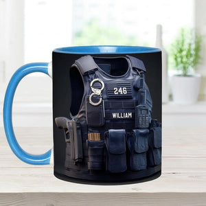 Police Bulletproof Vest - Personalized Police Officer Accent Mug, Police Officer Uniform Cup, Policement Two Tone Coffee Mug, Gift for Him