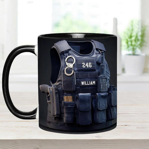 Police Bulletproof Vest - Personalized Police Officer Accent Mug, Police Officer Uniform Cup, Policement Two Tone Coffee Mug, Gift for Him