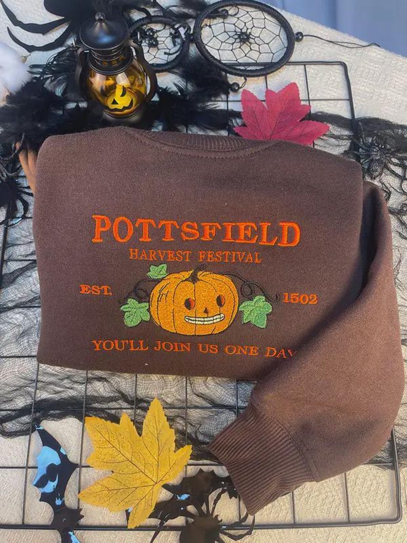 Pottsfield Harvest Festival Pumpkin Carver Embroidered Sweatshirt, Over The Garden Wall Inspired, Halloween Tee, Fall Autumn, Spooky Season il_794xN.7065358244_jykl.jpg