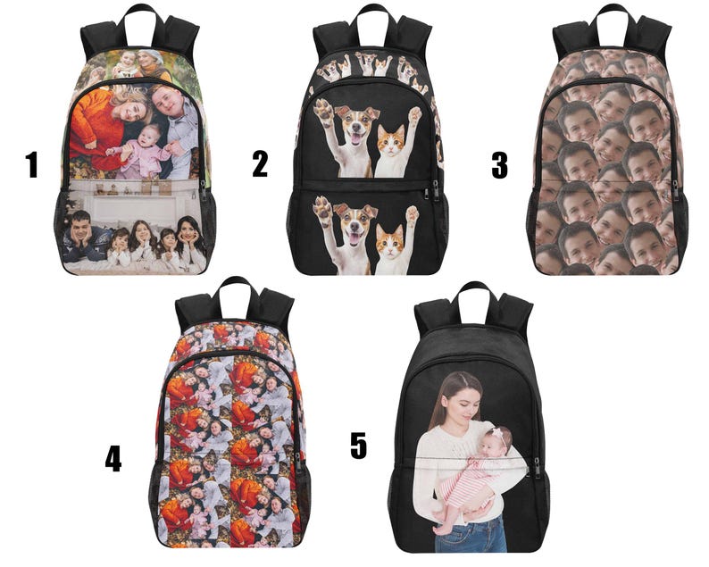 Custom Backpack, Custom Photo Backpack, Custom Backpack Photo Print, Put Your Face on Personalized Bag, Back to School Gift, Travel Backpack