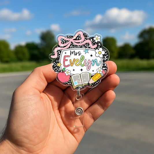 Composition Book Teacher Hologram Badge Reel, Custom Teacher Badge Reel, Cute Teacher Badge Clip, Back To School Gifts