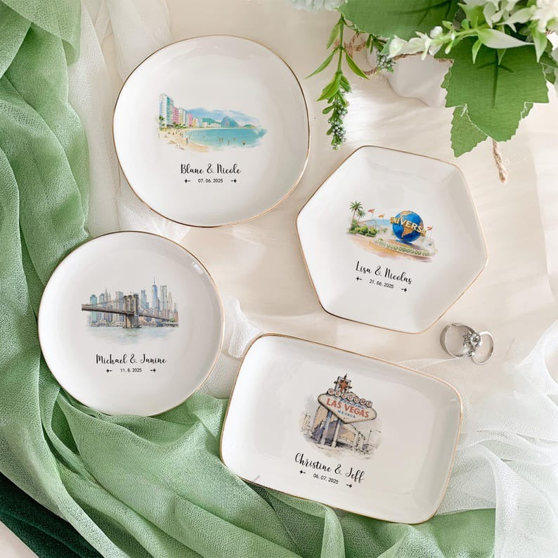 Destination Wedding Ring Dish, Amalfi Coast Wedding Jewelry Holder, Italy Wedding Favors, Wedding Location Keepsake, Engagement Gift