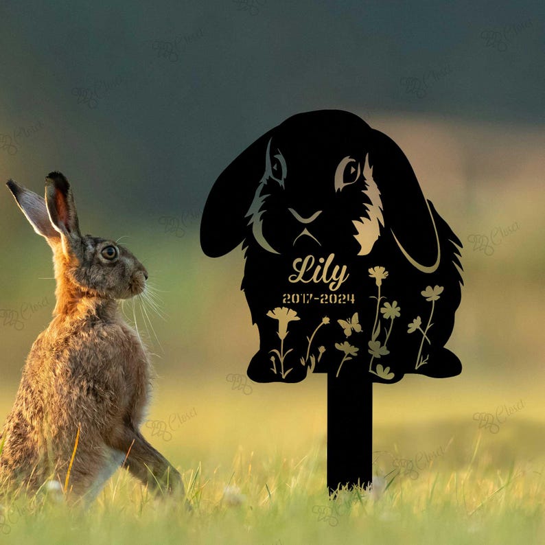 Custom Bunny Memorial Sign,Pet Rabbit Grave Marker,Rabbit Memorial Garden Sign,Pet Grave Marker,Bunny Loss Remembrance Gift,