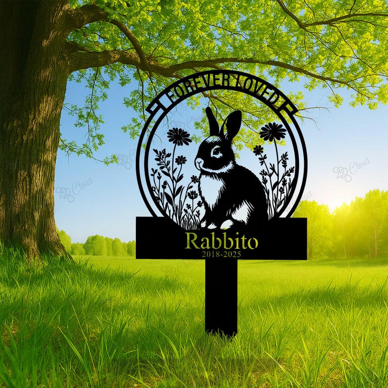 Custom Bunny Memorial Sign,Pet Rabbit Grave Marker,Rabbit Memorial Garden Sign,Pet Grave Marker,Bunny Loss Remembrance Gift,