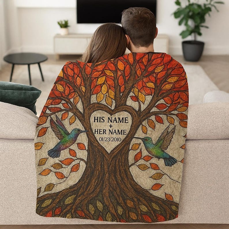 Personalized Anniversary Blanket: Tree of Life Couple Keepsake
