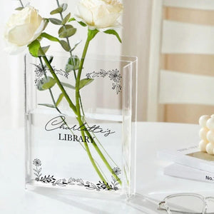 Custom Floral Acrylic Book Vase, Reader Bookshelf Decor Librarian Gift for Book Lovers, Bookworm Gift, Library Sign, Bookish Gift For Her