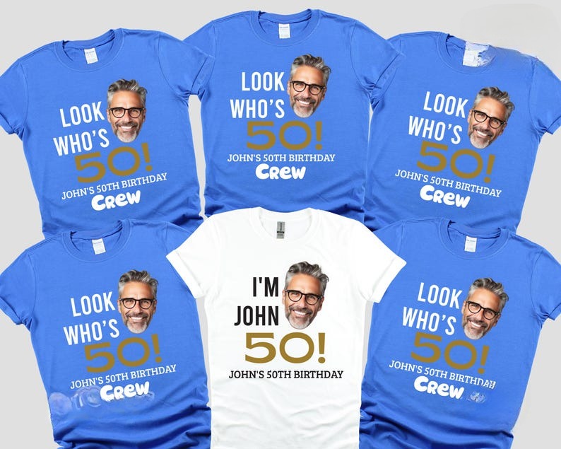 Custom 50th Birthday Face Shirt: Matching Party Group Tee