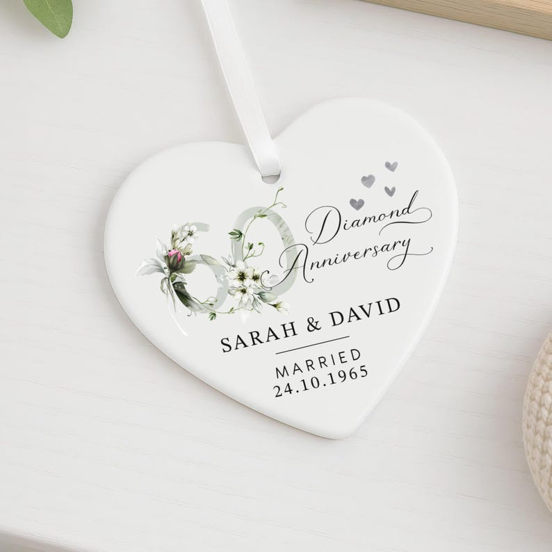Personalised 60th Diamond Anniversary Gift, 60th Anniversary Gift, Ceramic Keepsake Plaque, 60th Gifts, Wedding Anniversary Gift for Husband