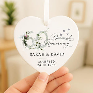 Personalised 60th Diamond Anniversary Gift, 60th Anniversary Gift, Ceramic Keepsake Plaque, 60th Gifts, Wedding Anniversary Gift for Husband