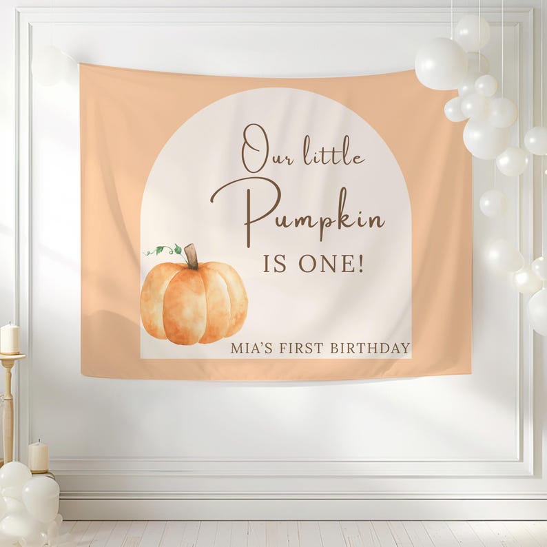 Our Little Pumpkin is ONE Banner, Our Little Pumpkin is Turning One Backdrop, Fall 1st Birthday Decor, Pumpkin 1st Birthday Decorations