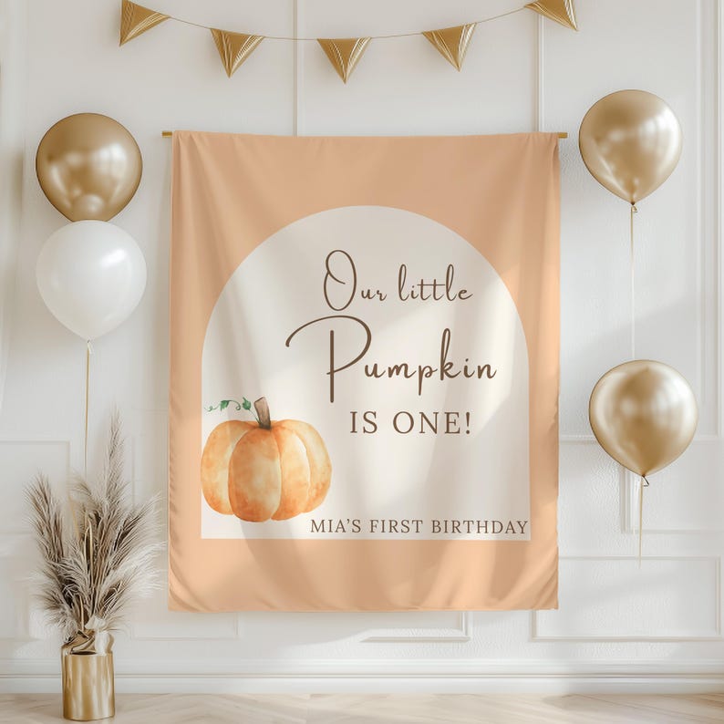 Our Little Pumpkin is ONE Banner, Our Little Pumpkin is Turning One Backdrop, Fall 1st Birthday Decor, Pumpkin 1st Birthday Decorations