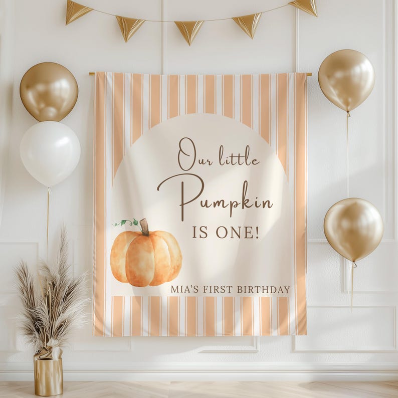 Our Little Pumpkin is ONE Banner, Our Little Pumpkin is Turning One Backdrop, Fall 1st Birthday Decor, Pumpkin 1st Birthday Decorations