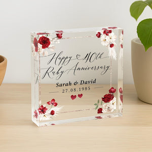 Personalised 40th Anniversary Gift, Ruby Anniversary Gift, Gifts For Husband Wife, Anniversary Keepsake Gift, 40th Anniversary Plaque