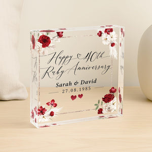 Personalised 40th Anniversary Gift, Ruby Anniversary Gift, Gifts For Husband Wife, Anniversary Keepsake Gift, 40th Anniversary Plaque