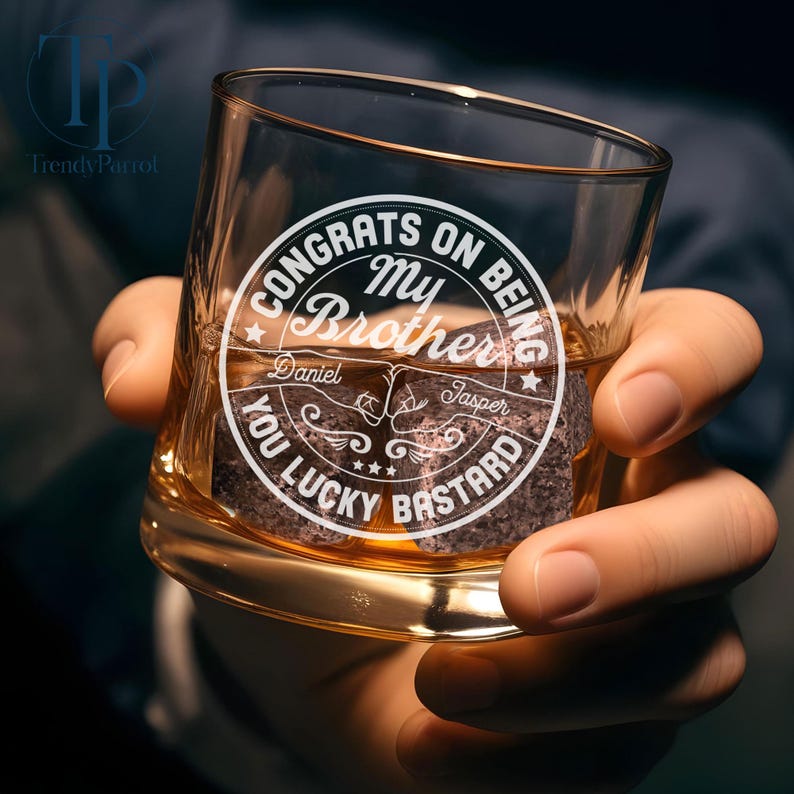 Custom Name Congrats On Being My Bro Whiskey Glass, Brother's Wine Glass, Funny Gift for Brother, Brother Drink Cup, Funny Birthday Gifts