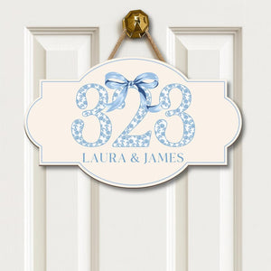 Custom Chinoiserie Dorm Door Sign, Personalised Chinoiserie Room Number Plaque, Blue Floral Room Number Plaque, Elegant College Dorm Decor