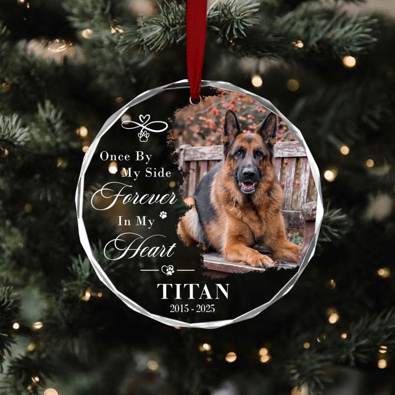 Custom Dog Photo Ornament, Dog Memorial Ornament, Personalized Dog Ornament, Pet Memorial Keepsake,Dog Loss Gift Forever Loved Sympathy Gift