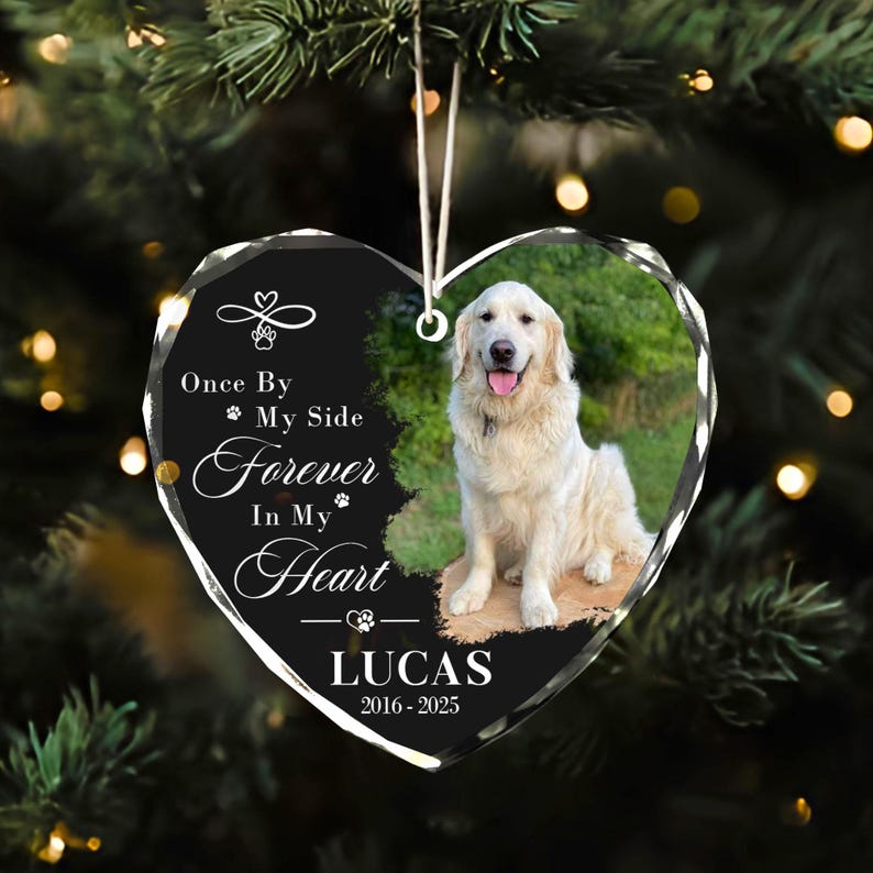 Custom Dog Photo Ornament, Dog Memorial Ornament, Personalized Dog Ornament, Pet Memorial Keepsake,Dog Loss Gift Forever Loved Sympathy Gift