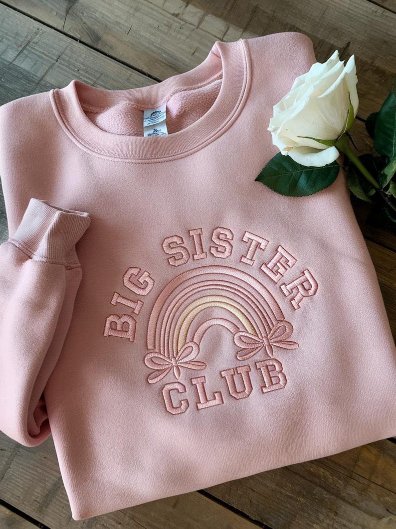 Big Sister Club Embroidered Sweatshirt, Cute Bow & Stars Sibling Shirt, New Baby Announcement Gift, Birthday Gift Kid, Baby Shower gift il_794xN.7068528552_7a9w.jpg