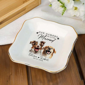Custom Pet Portrait Ring Dish, Engagement Gift For Her, My Humans Are Getting Married, Personalized Dog Portrait Jewelry Trinket Dish