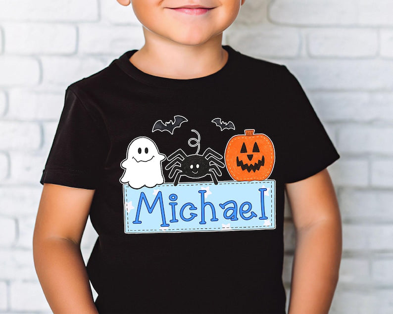 Personalized Kids Halloween Shirt, Halloween Name Shirt for Toddler, Boys Girls Halloween Toddler Shirt, Custom Kids Name Shirt, Spooky Tee