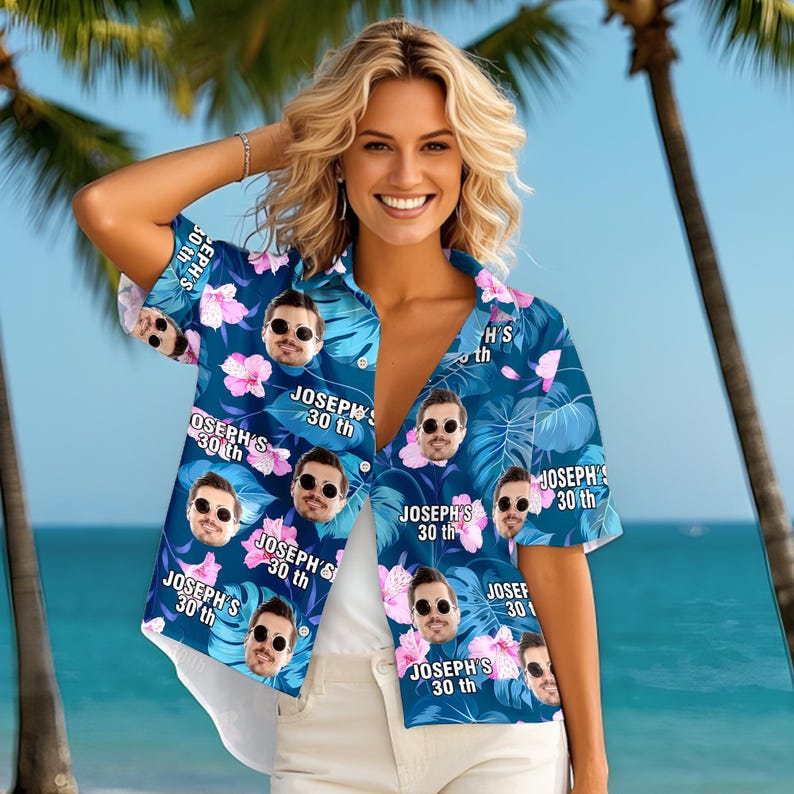 Custom Face Hawaiian Shirt: Personalized Photo Birthday Gift