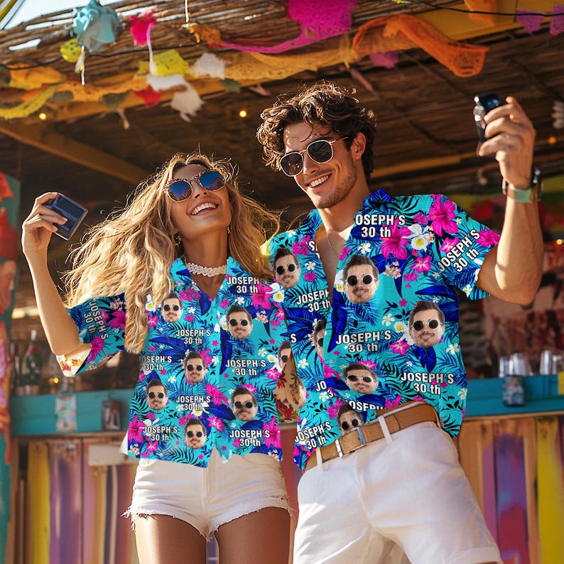 Custom Face Hawaiian Shirt: Personalized Photo Birthday Gift