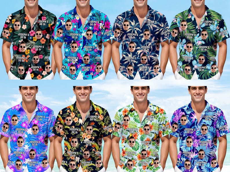 Custom Face Hawaiian Shirt: Personalized Photo Birthday Gift