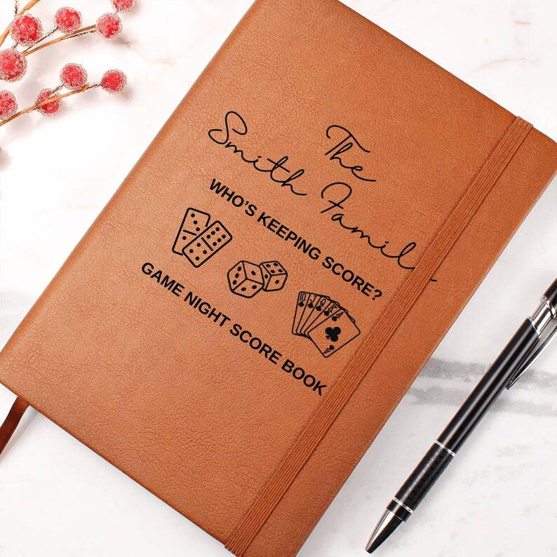 Game Night Score Book Custom Leather Score Pad, Personalized Family Game Tracker, Game Night Gift Idea, Hostess Gift, Family Board Game