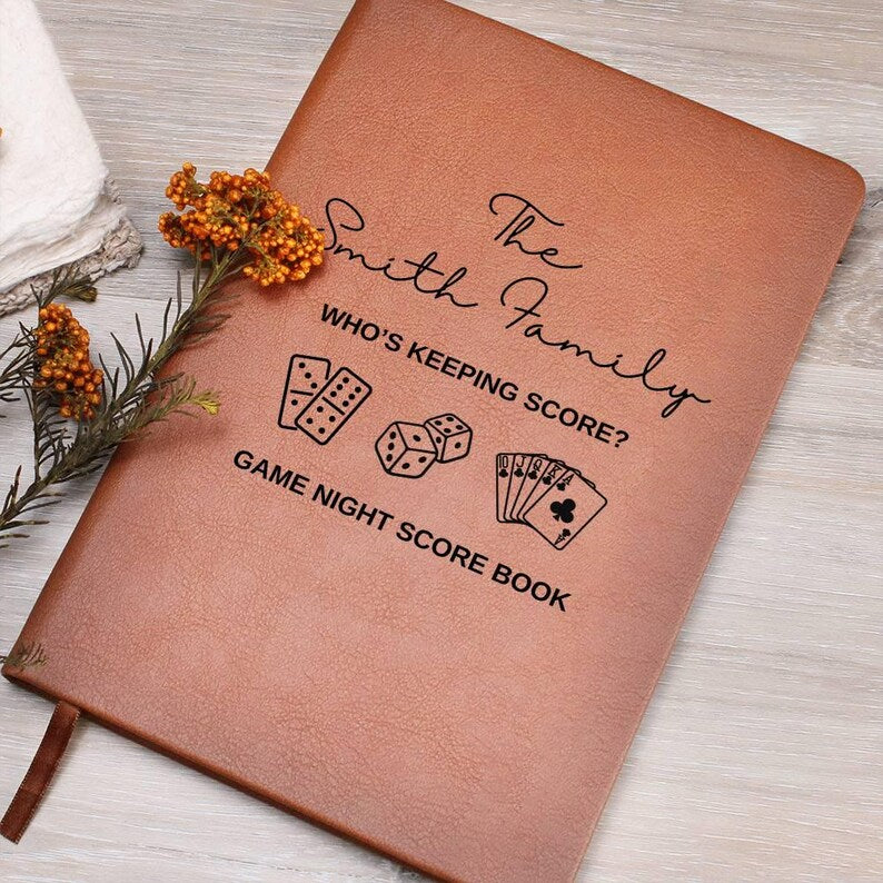 Game Night Score Book Custom Leather Score Pad, Personalized Family Game Tracker, Game Night Gift Idea, Hostess Gift, Family Board Game