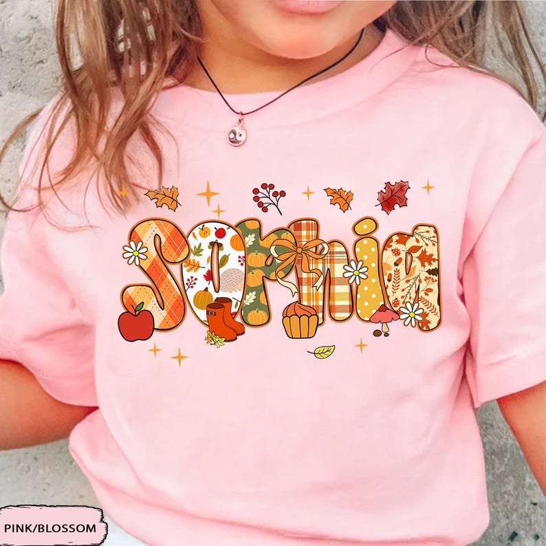 Custom Kids Fall Shirt, Cute Fall Name Shirt, Toddler Girl Halloween Shirt, Thanksgiving Shirt, Autumn Toddler Outfit,Children Fall Name Tee