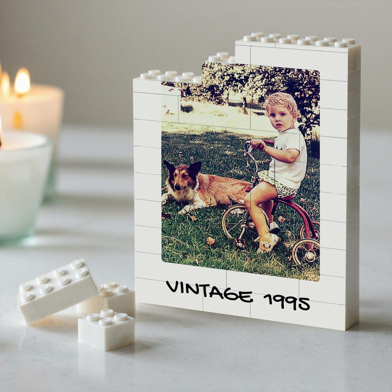 30th Birthday Custom Puzzle Vintage 1995 Design, Photo Block Puzzles Retro Photograph Ready-to-Assemble Gifts