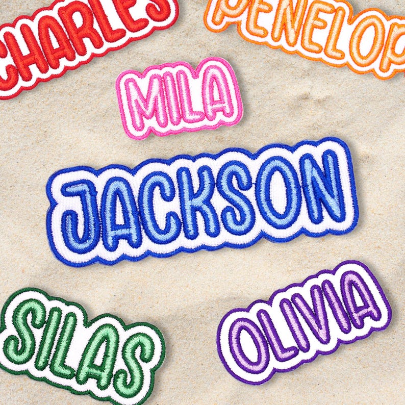 Custom Embroidered Name Patch Personalized Text Patches | Colorful Name Patch Iron-On or Sew-On | For Clothes, Uniforms, Bags il_794xN.7069803176_rioh.jpg