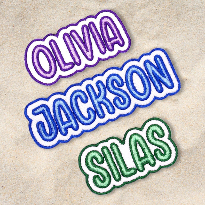 Custom Embroidered Name Patch Personalized Text Patches | Colorful Name Patch Iron-On or Sew-On | For Clothes, Uniforms, Bags il_794xN.7069807590_j43p.jpg