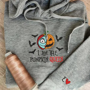 Custom The Pumpkin King & Queen Embroidery Halloween Couple Sweatshirt or Hoodie | Custom Couple Halloween Spooky Embroidered Tshirt il_794xN.7069868073_4d0a.jpg