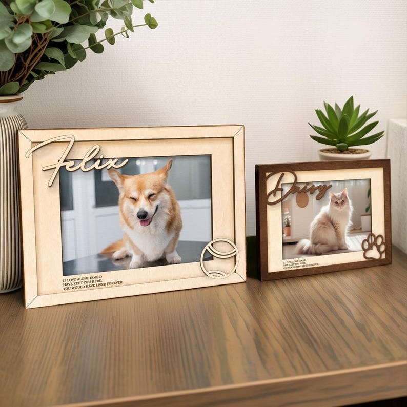 Cat Memorial Picture Frame, Pet Loss Gift for Cat Owner, Personalized Wooden Frame with Name, Pet Sympathy Gift, Cat Remembrance Keepsake